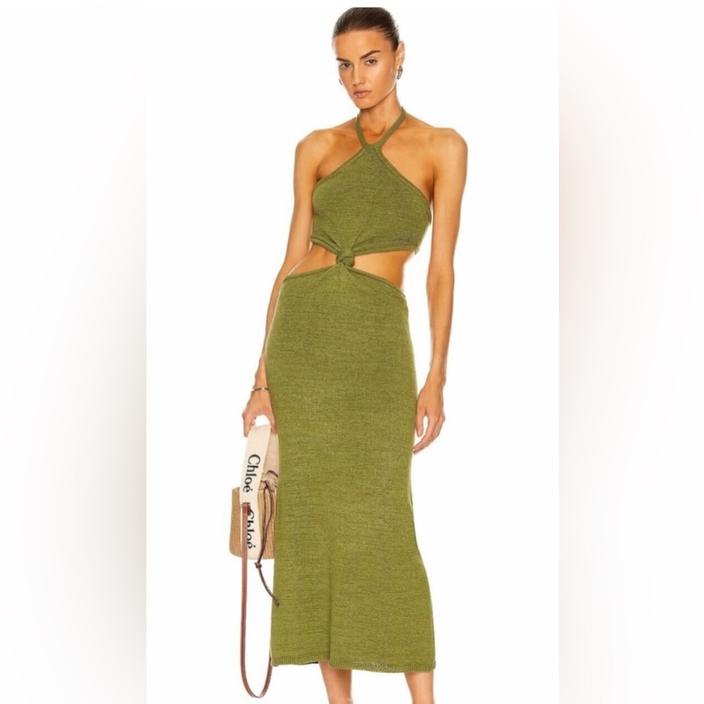 Cult Gaia Green Knit Halter Dress